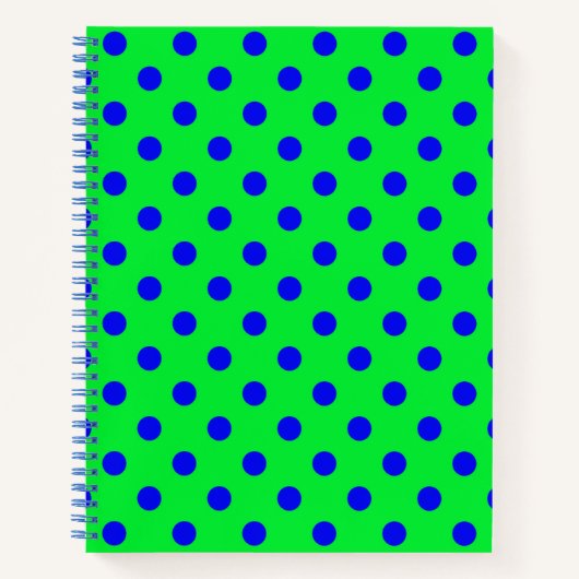 Blue On Green Polka Dots Pattern Design Notizblock (Vorderseite)