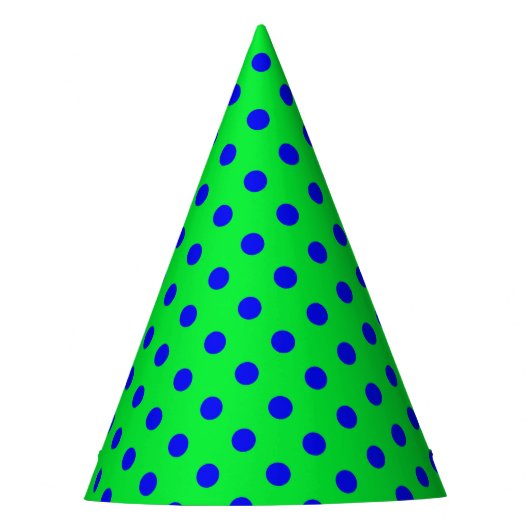 Blue On Green Polka Dots Pattern Design Partyhütchen (Vorderseite)