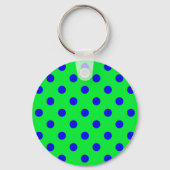 Blue On Green Polka Dots Pattern Design Schlüsselanhänger (Rückseite)