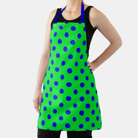 Blue On Green Polka Dots Pattern Design Schürze
