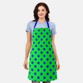 Blue On Green Polka Dots Pattern Design Schürze (Getragen)