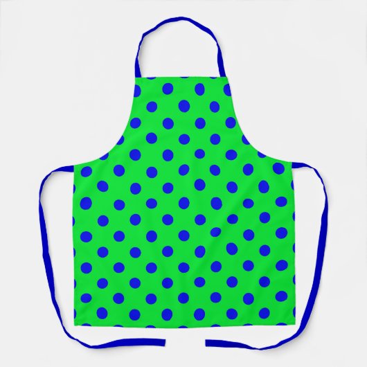 Blue On Green Polka Dots Pattern Design Schürze (Vorderseite)