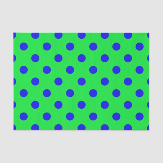 Blue On Green Polka Dots Pattern Design Seidenpapier (Vorderseite)