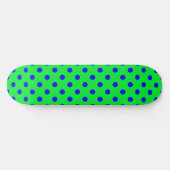 Blue On Green Polka Dots Pattern Design  Skateboard (Horizontal)