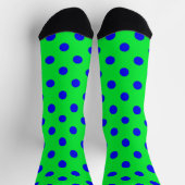 Blue On Green Polka Dots Pattern Design  Socken (Oben)