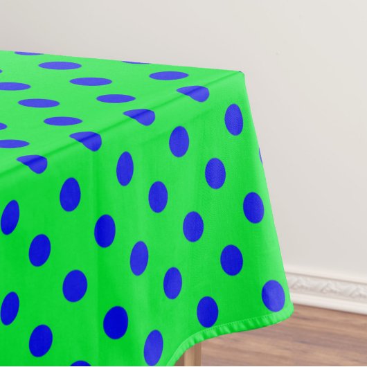 Blue On Green Polka Dots Pattern Design Tischdecke