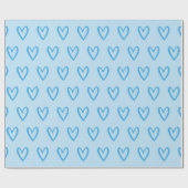 Blue on Light Blue Handgezeichnete Herz-Umschlagpa Geschenkpapier (Flach)
