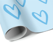 Blue on Light Blue Handgezeichnete Herz-Umschlagpa Geschenkpapier (Rolleneckpunkt)