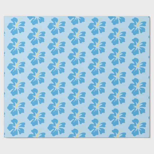 Blue on Light Blue Hibiskus Geschenkpapier (Flach)