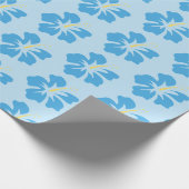 Blue on Light Blue Hibiskus Geschenkpapier (Ecke)