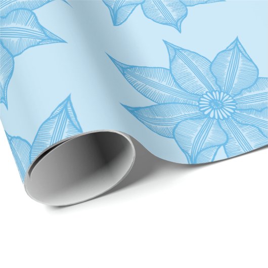 Blue on Light Blue Sketchy Blume Geschenkpapier (Rolleneckpunkt)