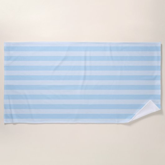 Blue on Light Blue Stripes Classic Beach Towel Strandtuch (Vorderseite)