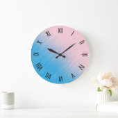 Blue on Pink Horizon Roman Numerals Große Wanduhr (Zuhause)