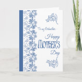 Blue on White Floral Mother Day Card, Godmutter Karte (Vorderseite)
