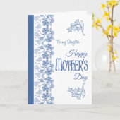 Blue on White Floral Mutter Day Card, Tochter Karte (Gelbe Blume)