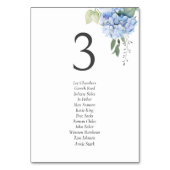 Blue on White Hydrangea Guestlist Tischnummer (Rückseite)