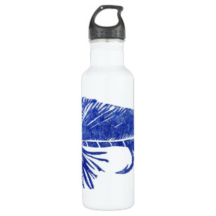 "Blue on White Matuka" Streamer Wasserflasche Edelstahlflasche