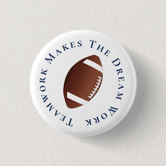 Blue on White Teamwork macht Traumarbeit Button (Vorderseite)