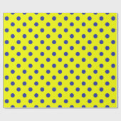 Blue On Yellow Polka Dots Pattern Design Geschenkpapier (Flach)