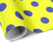Blue On Yellow Polka Dots Pattern Design Geschenkpapier (Rolleneckpunkt)