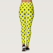 Blue On Yellow Polka Dots Pattern Design  Leggings (Rückseite)