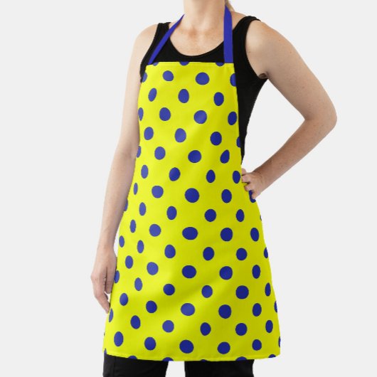 Blue On Yellow Polka Dots Pattern Design  Schürze