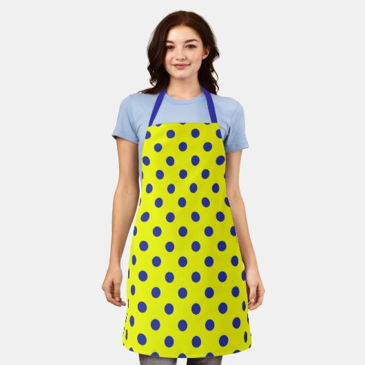 Blue On Yellow Polka Dots Pattern Design  Schürze (Getragen)