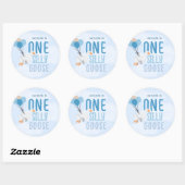 Blue One Albern Gans 1. Geburtstag Runder Aufkleber (Blatt)