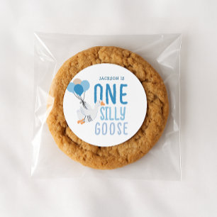 Blue One Albern Gans 1. Geburtstag Runder Aufkleber