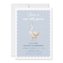 Blue One Albern Goose Boy 1. Geburtstag Einladung