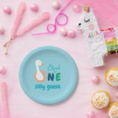 Blue One Albern Goose Niedlich Boy Erster Geburtst Pappteller (Party)