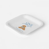 Blue One Golden Year Doodle Puppy Birthday Pappteller (Gewinkelt)