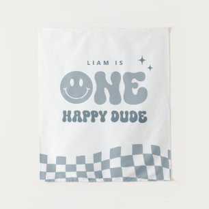 Blue ONE Happy Typ Birthday Party Tapestry Wandteppich