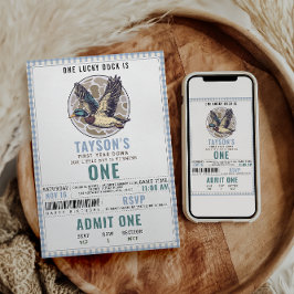 Blue One Lucky Duck 1st Birthday | Cute Duck Einladung