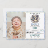 Blue One Lucky Duck 1st Birthday | Cute Duck Einladung (Vorderseite)