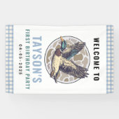 Blue One Lucky Duck 1st Birthday | Cute Rubber  Banner (Horizontal)