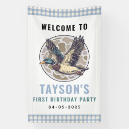 Blue One Lucky Duck 1st Birthday | Cute Rubber Banner