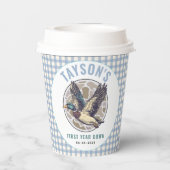 Blue One Lucky Duck 1st Birthday Party Cute Rubber Pappbecher (Rückseite)