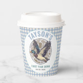 Blue One Lucky Duck 1st Birthday Party Cute Rubber Pappbecher (Vorderseite)