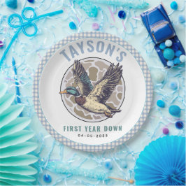 Blue One Lucky Duck 1st Birthday Party Cute Rubber Pappteller