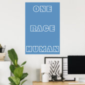 Blue One Race Human Zitat Text Poster (Heimbüro)