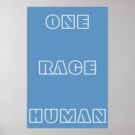Blue One Race Human Zitat Text Poster (Vorne)