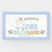 Blue One Silly Goose - First Birthday Backdrop Banner (Horizontal)