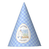 Blue One Silly Goose-Retro Boy First Birthday Partyhütchen (Vorderseite)
