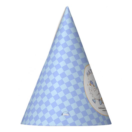 Blue One Silly Goose-Retro Boy First Birthday Partyhütchen (Links)