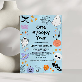 Blue One Spooky Year Ghost Halloween 1. Geburtstag Einladung
