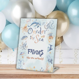 Blue Oneder the sea 1st birthday Favors Sockelschild