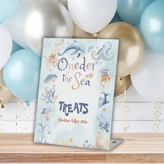 Blue Oneder the sea 1st birthday Treats Sockelschild