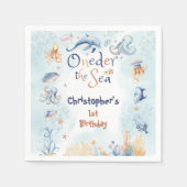 Blue Oneder the sea boys 1st birthday Serviette (Vorderseite)