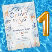 Blue Oneder the sea Buben Einladung zum 1. Geburts